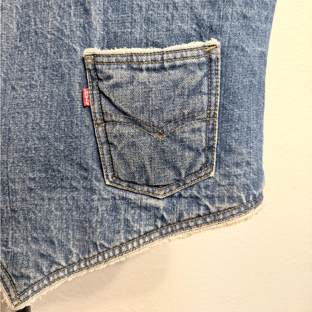Vintage ‘80s Levi’s 60605 Made in USA Western Sherpa-Lined Denim Vest - Men’s XL - Picture 4 of 7